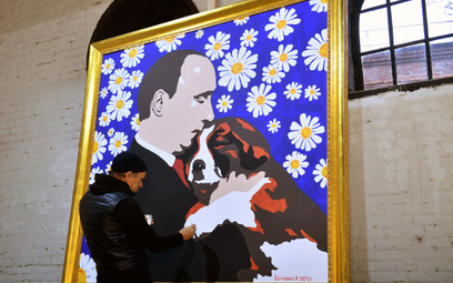 Malarz Aleksij Siergienko i jego obraz "Putin ze szczeniaczkiem", z okazji 70 urodzin prezydenta