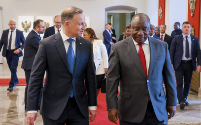 Prezydent Andrzej Duda oraz prezydent RPA Cyril Ramaphosa podczas spotkania w Warszawie