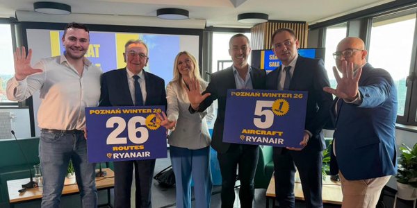 Ryanair zwiększa zimowy rozkład lotów z Poznania. Cztery nowe trasy i piąty samolot w bazie