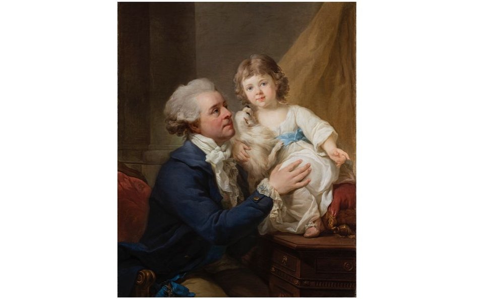 Marcello Bacciarelli, Portret Jerzego Mniszcha z córką Elżbietą i Kiopkiem, Warszawa,-1795, olej na 