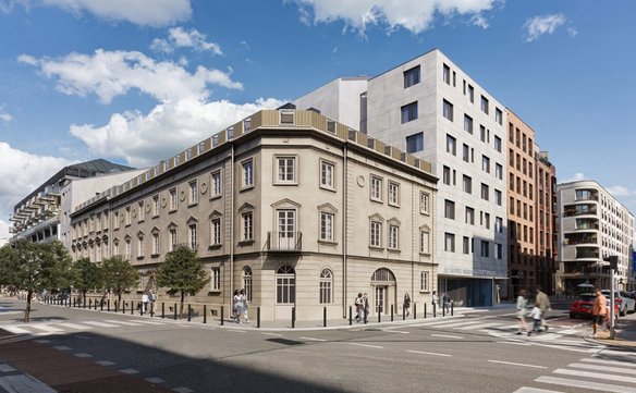 Wizualizacja kamienicy Mintera wkomponowanej w kompleks AN Hotel Warsaw Port Praski