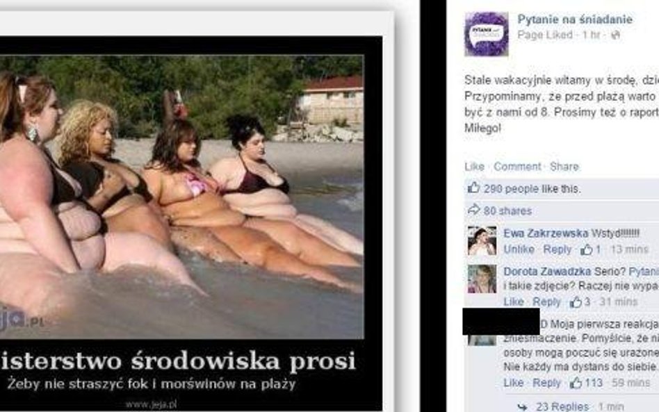 "Pytanie na śniadanie" pokazuje mem z "fokami i morświnami" na plaży