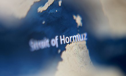 Mapa przedstawiająca Cieśninę Ormuz
