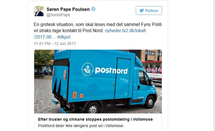 Dania: Listonosze w Odense bali się dostarczać listy
