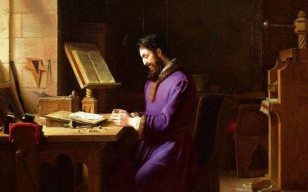 Gutenberg, praojciec mediów: obraz pędzla Jeana Laurenta.