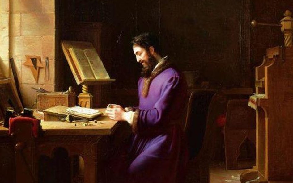 Gutenberg, praojciec mediów: obraz pędzla Jeana Laurenta.