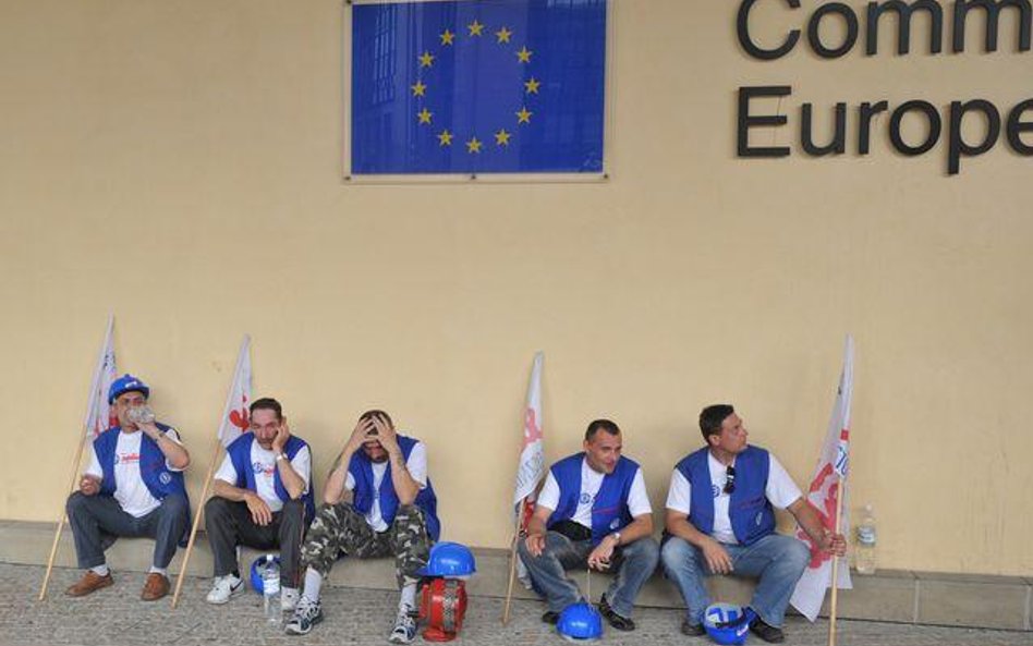 Stoczniowcy w Brukseli