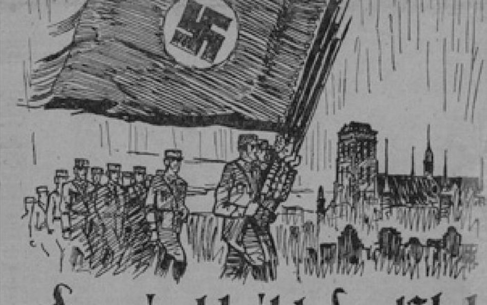 Propagandowy rysunek z hasłem "Gdan´sk zawsze niemiecki".