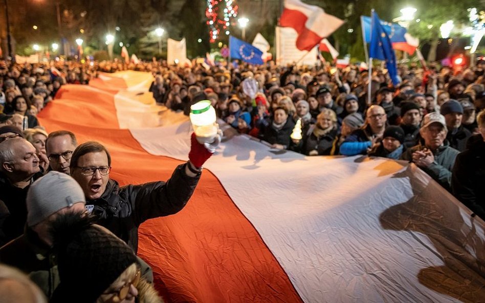 Demonstracja przed Sejmem w obronie sądownictwa, 18 grudnia 2019