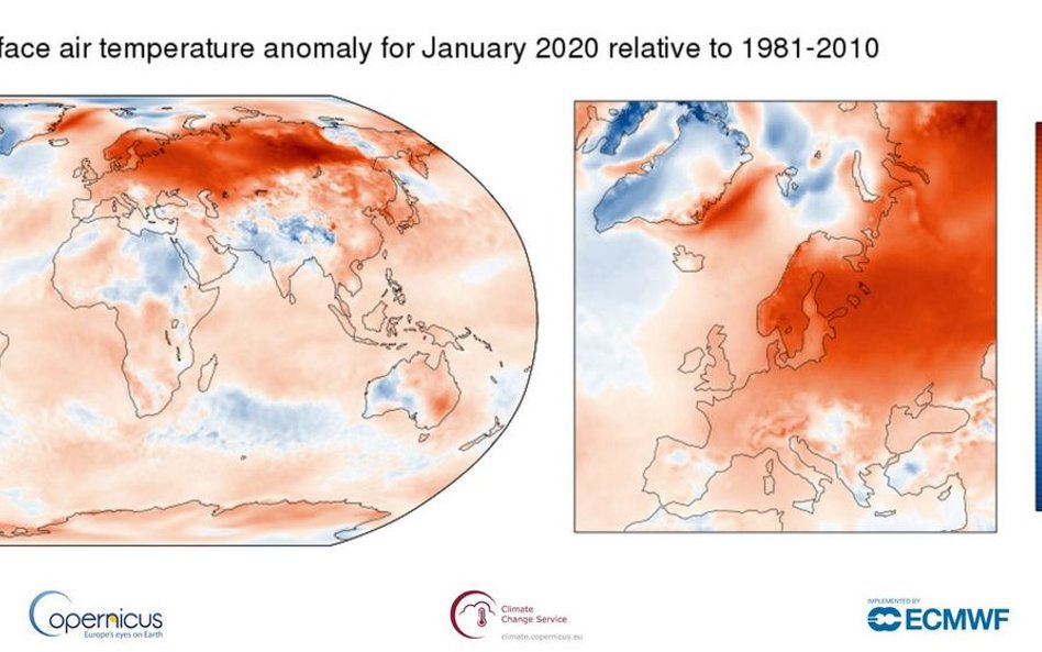 Europa: Rekordowo ciepły styczeń 2020 roku