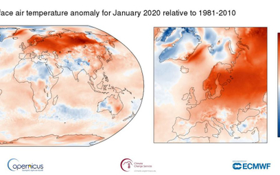 Europa: Rekordowo ciepły styczeń 2020 roku