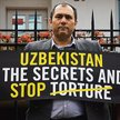Farhod Muchtarow protestuje przeciwko torturom przed ambasadą Uzbekistanu w Warszawie