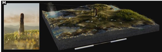 Fragment artystycznej rekonstrukcji środowiska, w którym żył organizm Prototaxites (ilustr. M.Humpag