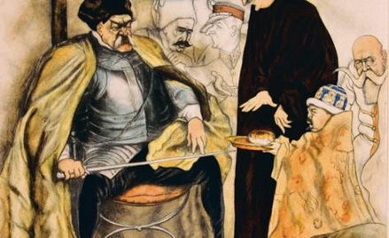 Piłsudski jako Batory. Karykatura Zdzisława Czermańskiego