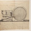 Oskar Hansen, Projekt rozbudowy Zachęty. Szkic pierwszej wersji projektu, 1958, wł. MASP