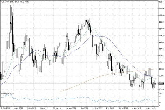 Notowania ropy naftowej WTI – dane dzienne