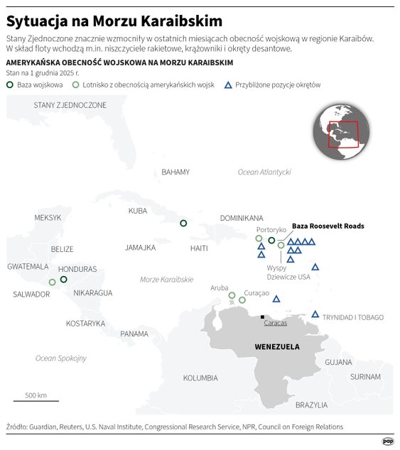 Sytuacja w rejonie Morza Karaibskiego (stan na 1 grudnia)