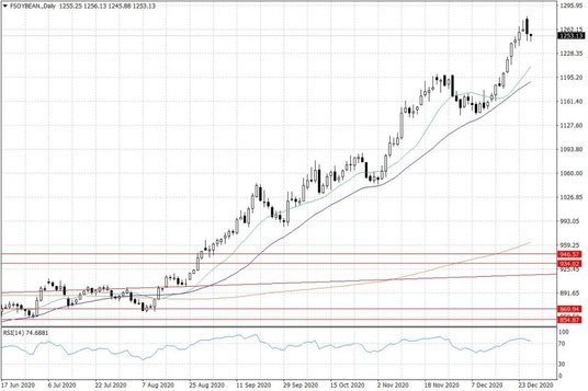 Notowania soi w USA – dane dzienne