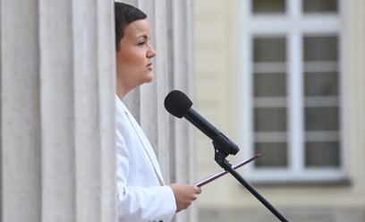 Minister kultury i dziedzictwa narodowego Marta Cienkowska podczas briefingu prasowego w siedzibie M