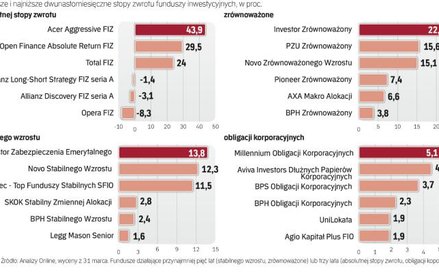 Najefektywniejsze fundusze inwestycyjne z wybranych grup