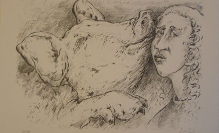 Günter Grass “Świnopas”, 2004 r., litografia numerowana 24/80, wym. 40x53 cm, Gdańska Galeria Günter