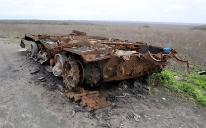 Zniszczony czołg w obwodzie donieckim