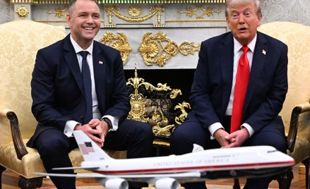 Donald Trump i Karol Nawrocki podczas wizyty polskiego prezydenta w Białym Domu, wrzesień 2025