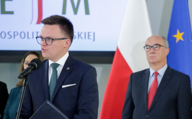 Marszałek Sejmu Szymon Hołownia z Polski 2050 i wicemarszałek Włodzimierz Czarzasty, współprzewodnic