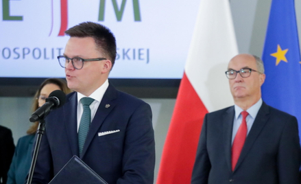 Marszałek Sejmu Szymon Hołownia z Polski 2050 i wicemarszałek Włodzimierz Czarzasty, współprzewodnic