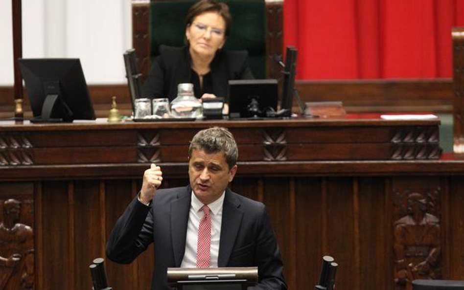 Janusz Palikot podczas dyskusji o expose premiera Tuska