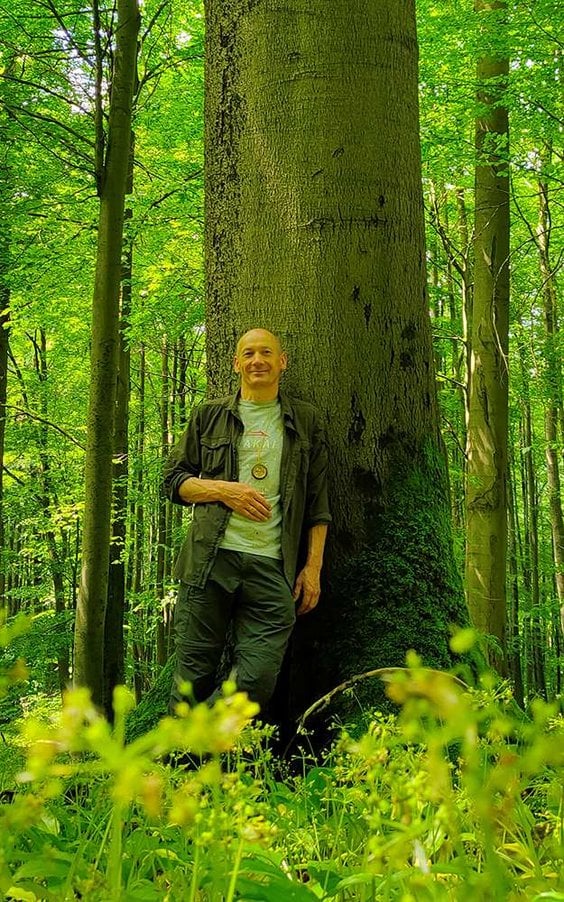 Buczyna. Prof. Bogdan Jaroszewicz w Parku Narodowym Hainich w Niemczech. Fot. Katarzyna Stojek