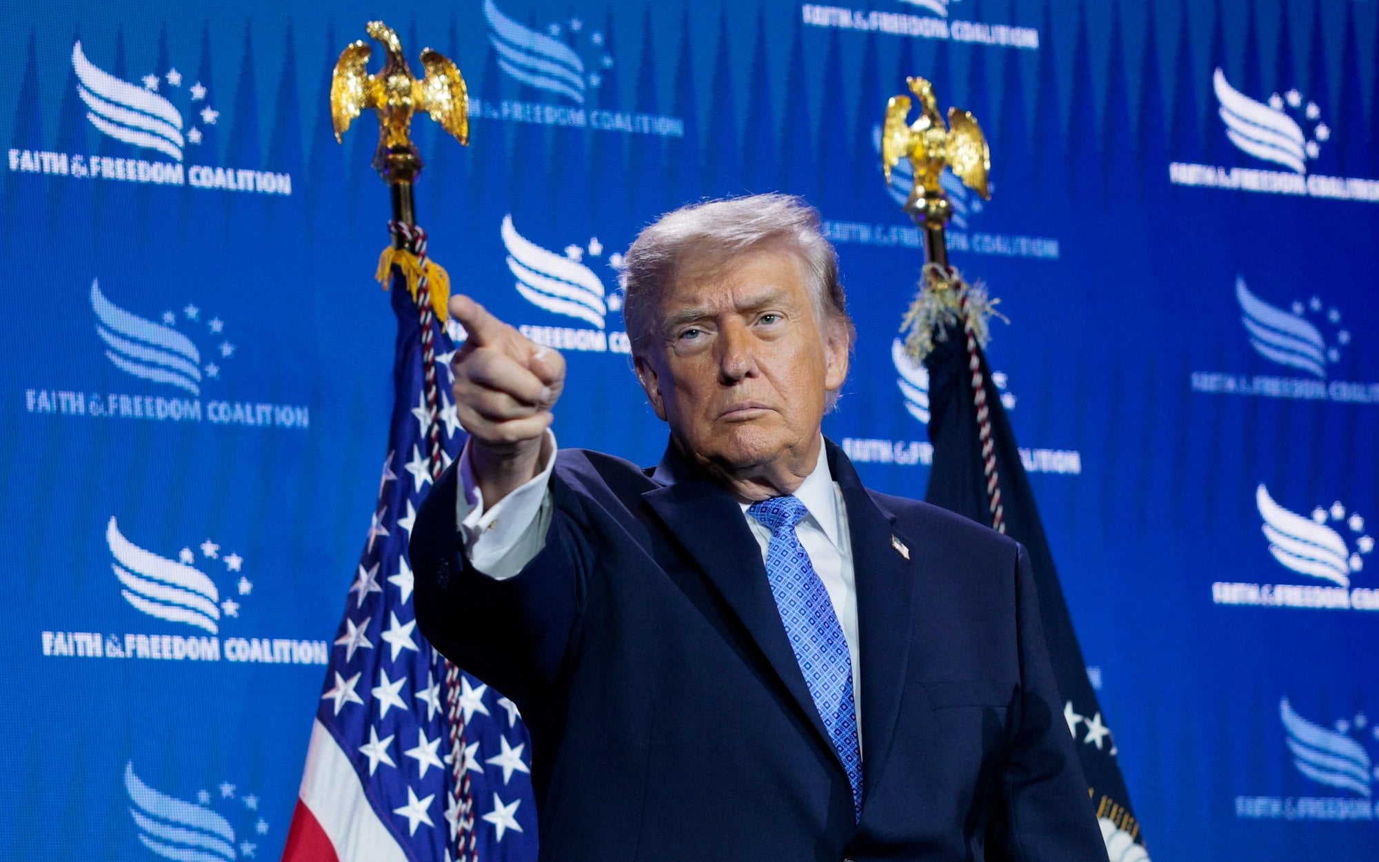 Donald Trump attacks the Democrats. “Tough, godless communists”