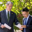 Sekretarz Skarbu USA Scott Bessent i wiceminister finansów Chin Liao Minem
