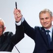 Leszek Miller i Grzegorz Napieralski na konwencji wyborczej SLD w 2011 roku