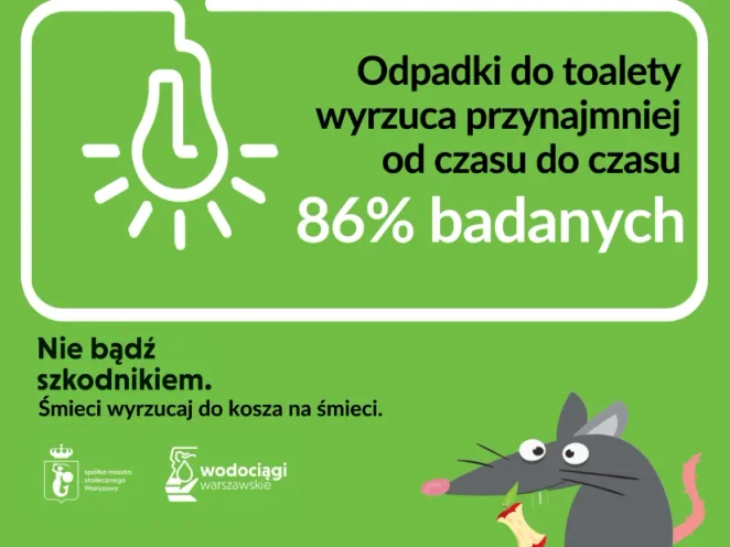 14 ton śmieci lądowało w sieci kanalizacyjnej eksploatowanej przez Wodociągi Warszawskie każdej doby