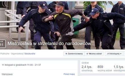 "Mistrzostwa w strzelaniu do narodowców" na Facebooku
