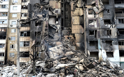 Budynek mieszkalny zniszczony na skutek ostrzału, Charków, fotografia z 8 marca