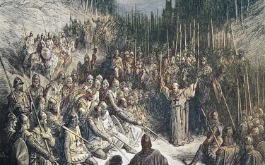 Rycina przedstawiająca kaznodzieję Piotra Pustelnika z Amiens wzywającego do udziału w krucjacie