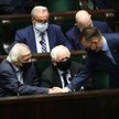 Politycy obozu władzy, w tym prezes PiS Jarosław Kaczyński, w Sejmie