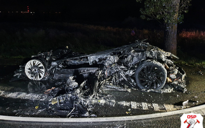 Hybrydowe BMW i8 doszczętnie spłonęło niedaleko Tczewa
