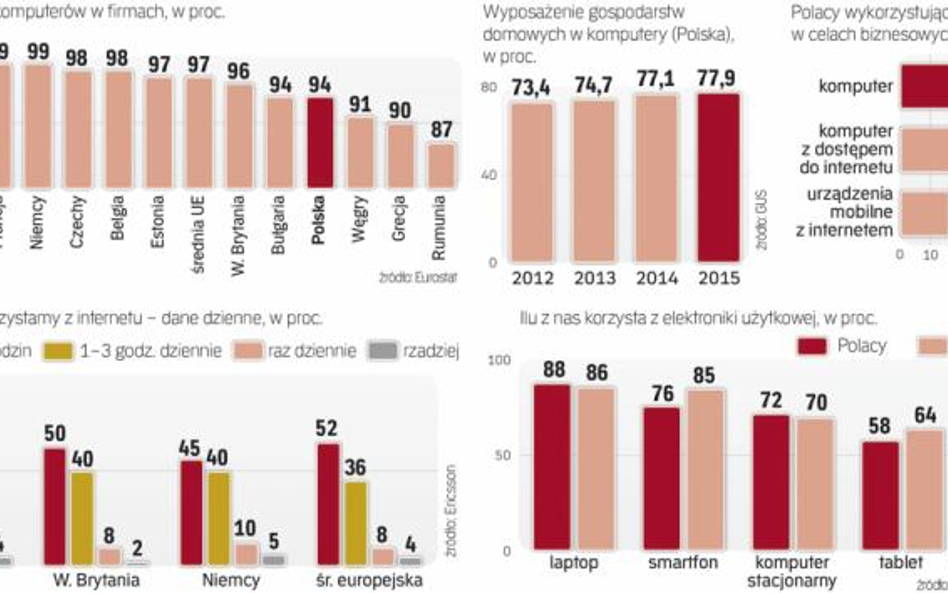 W firmach mamy mniej komputerów niż reszta Unii, ale zaawansowanie technologiczne Polaków rośnie
