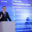 Premier Mateusz Morawiecki podczas konferencji prasowej  na temat tarczy antyinflacyjnej