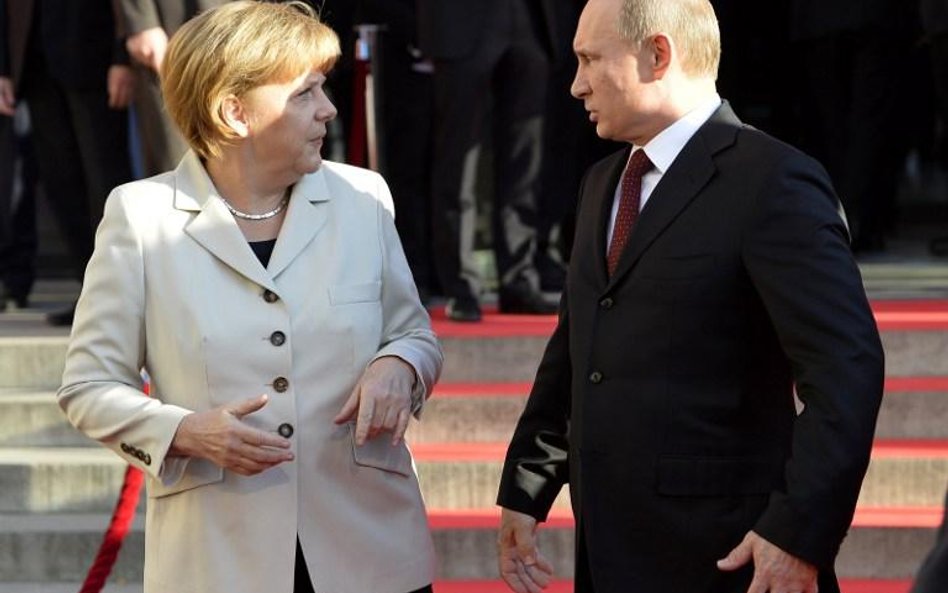 Angela Merkel i Władimir Putin w Hanowerze