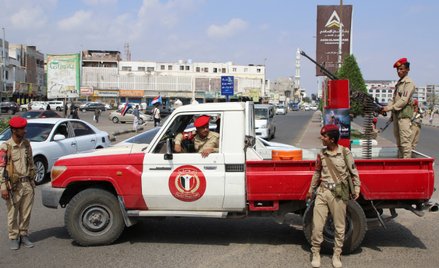 Członkowie jednostki żandarmerii wojskowej lojalnej wobec wspieranej przez ZEA separatystycznej Połu