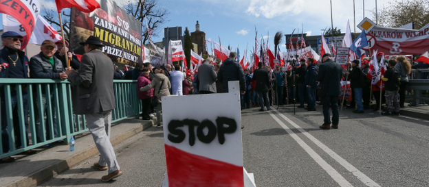 Protest na moście granicznym z Niemcami w Gubinie