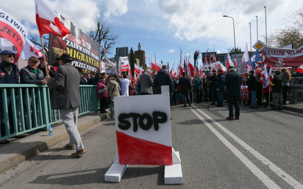 Protest na moście granicznym z Niemcami w Gubinie