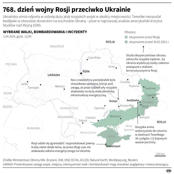 Tak wyglądała sytuacja na froncie w 768 dniu wojny
