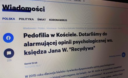 Tekst, w którym obszernie cytowano opinię psychologiczną, dotyczącą właśnie ks. W., opublikował port