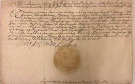 Przywilej Marii Kazimiery, królowej, na mieszkanie w dworku w Jarosławiu dla szlachcica Antoniego Za