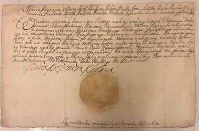 Przywilej Marii Kazimiery, królowej, na mieszkanie w dworku w Jarosławiu dla szlachcica Antoniego Za